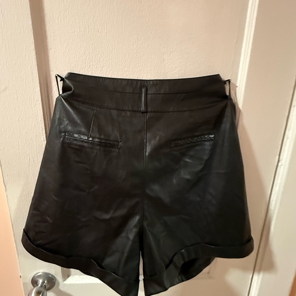 PAIGE High Waist Black Leather Shorts - Picture 2 of 2